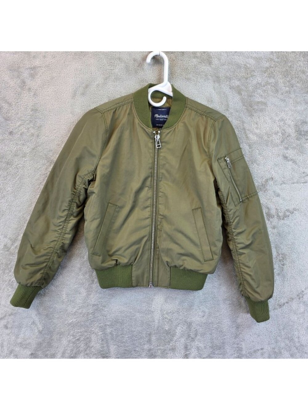 Madewell Jacket Womens 2XS Green Quilted Lined Bomber Ribbed Zip Pockets G1206